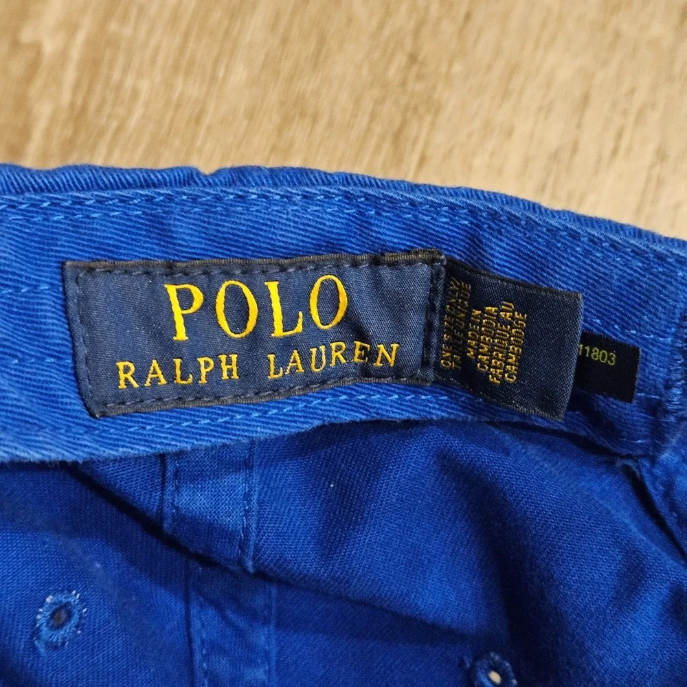 Polo Ralph Lauren Classic Sport Cap Hat Blue Yellow Pony Adjustable Cotton Strap